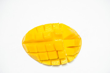 sliced mango on white background