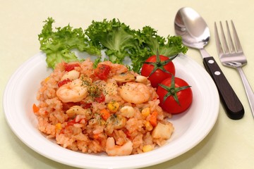 トマトとシーフードの炊き込みご飯