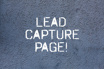 Text sign showing Lead Capture Page. Conceptual photo landing sites that helps collect leads for promotions Brick Wall art like Graffiti motivational call written on the wall