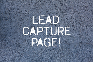 Fototapeta premium Text sign showing Lead Capture Page. Conceptual photo landing sites that helps collect leads for promotions Brick Wall art like Graffiti motivational call written on the wall