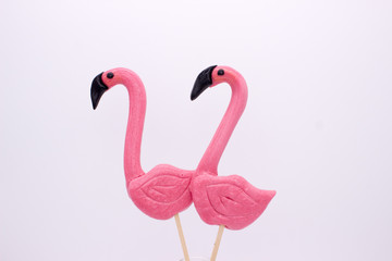 Lollipops in the form beautiful flamingo