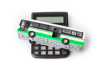Calculator and toy bus