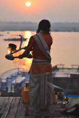 yogi on the banks of the Ganges india varanasi