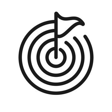 flag on target. minimal thin line web icon. simple vector illustration outline. concept for infographic, website or app.