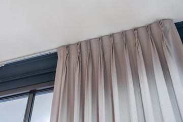 Beautiful curtains with ring-top rail, Curtain interior decoration in living room