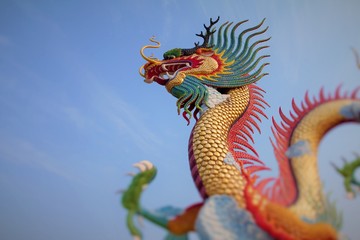 Fototapeta na wymiar chinese dragon on blue sky