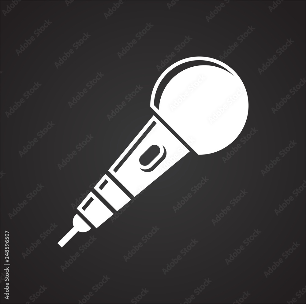 Poster microphone icon on black background for graphic and web design, modern simple vector sign. internet 