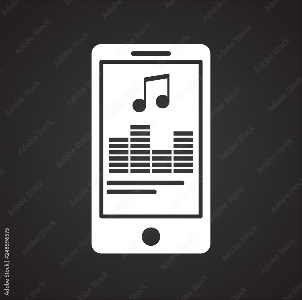 Poster smartphone player app icon on black background for graphic and web design, modern simple vector sign