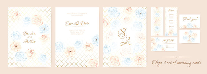 Floral Wedding Invite in Pastel Colors.