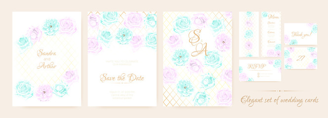 Vintage Wedding Invite Watercolor Set.