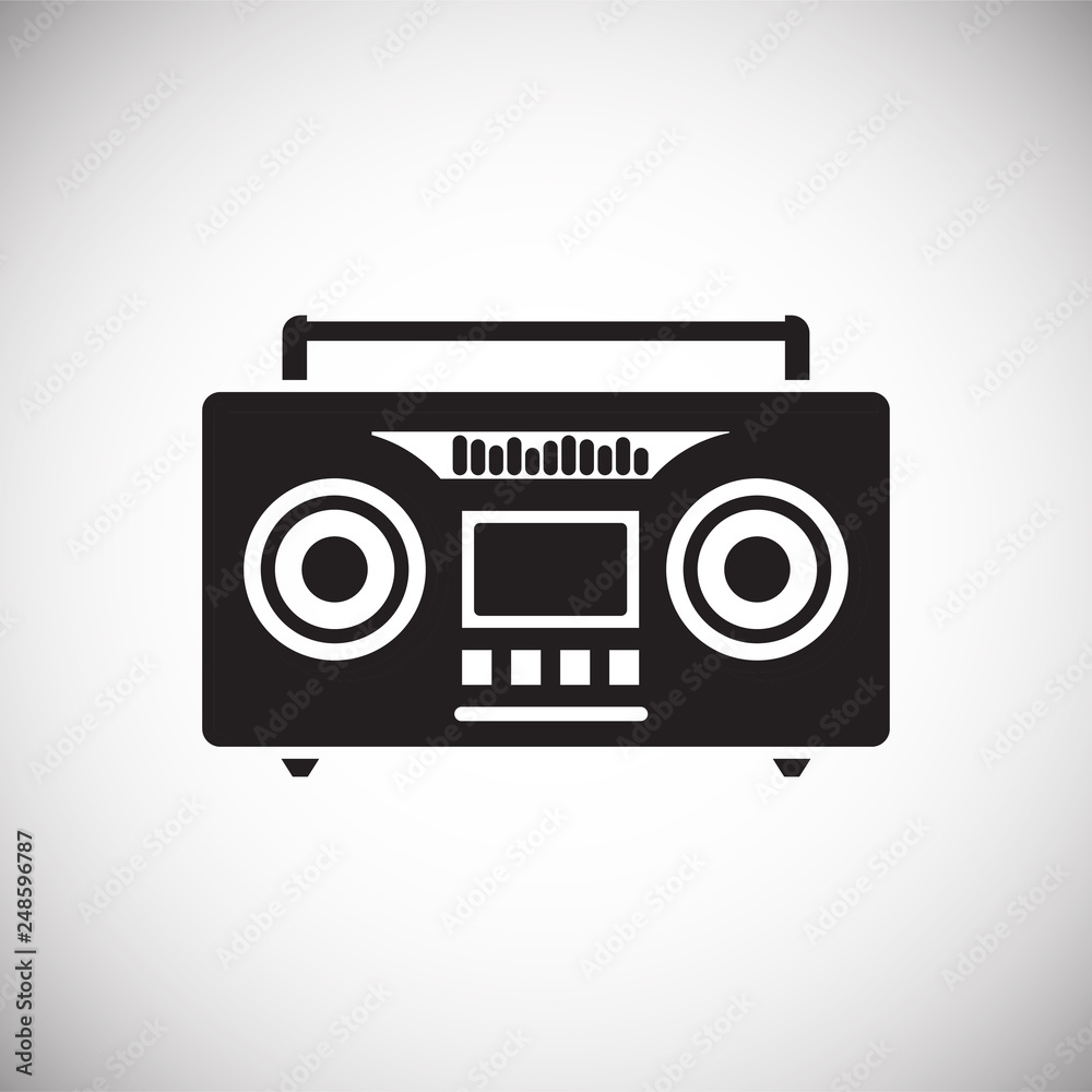 Poster cassette player icon on white background for graphic and web design, modern simple vector sign. inte