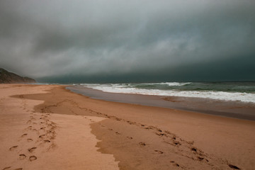 African beach with bad weather