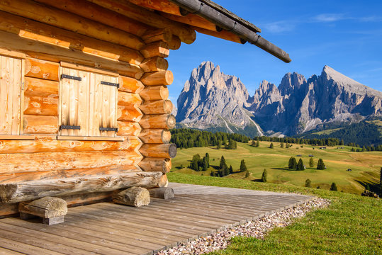landscape scenic viewpoint of  Alpe di Suisi , famous travel location Dolomite Alps, Italy