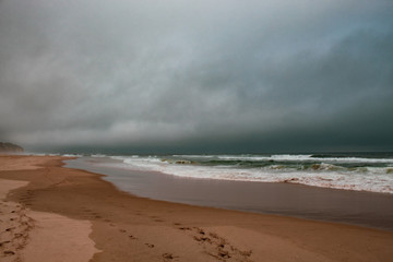 African beach with bad weather