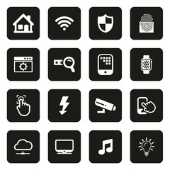Smart Home Icons White On Black 