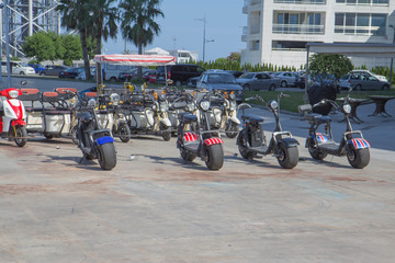 Electric tricycle scooters and Bicycle for rent on Batumi New Boulevard