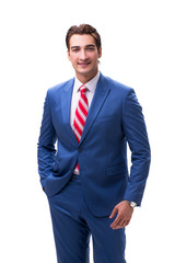 Handsome young businessman isolated on white background
