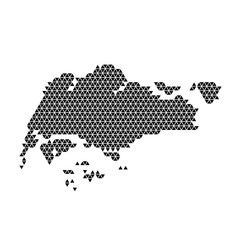 Singapore map abstract schematic from black triangles repeating pattern geometric background with nodes. Vector illustration.