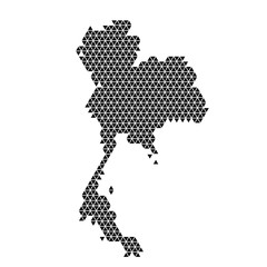 Thailand map abstract schematic from black triangles repeating pattern geometric background with nodes. Vector illustration.