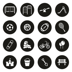 Playground or Park Icons White On Black Circle
