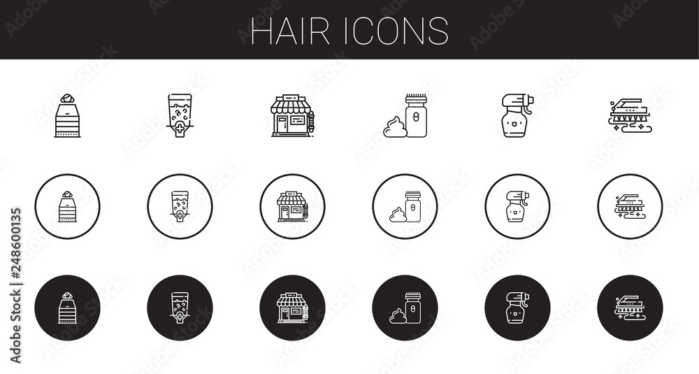 Sticker hair icons set