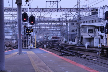 Fototapeta na wymiar A train running in Japan. Kintetsu train