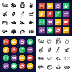 Organic Food Icons All in One Icons Black & White Color Flat Design Freehand Set