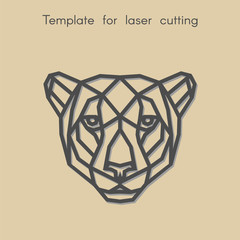   Template animal for laser cutting. Abstract geometric cheetah for cut. Stencil for decorative panel of wood, metal, paper. Vector illustration.