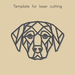   Template animal for laser cutting. Abstract geometric dog for cut. Stencil for decorative panel of wood, metal, paper. Vector illustration.