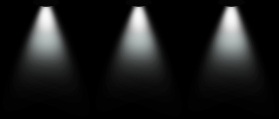 Light Effect Spotlight. Spotlight Black and White Lighting. Light Effects. Isolated on black...