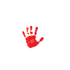 Red flag and hand on white background. Vector illustration