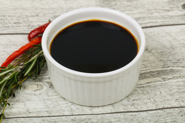 Soya sauce in the bowl