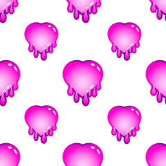Seamless pattern with hearts. Vector wallpaper with stickers isolated on white background.