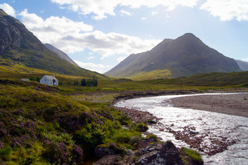 River and cottage in Glen Coe, Scotland