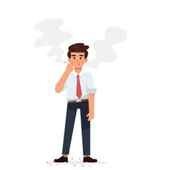 vector illustration man worker smoking cigarette