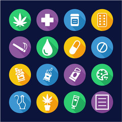 Medical Marijuana Icons Flat Design Circle