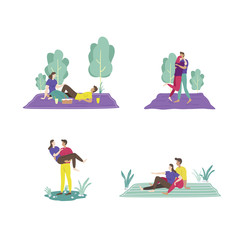 Modern flat design concept of  couple doing activities