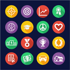 Goal or Aspiration Icons Flat Design Circle
