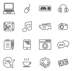 Freelance Business Icons Thin Line Vector Illustration Set
