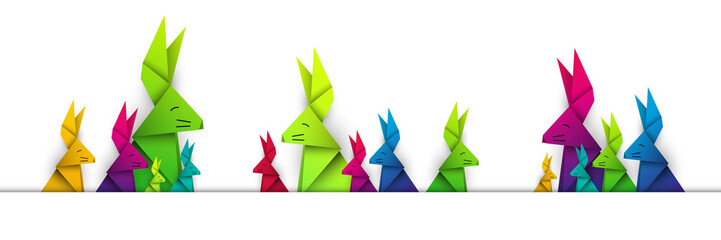 wielkanocne króliki origami wektor - obrazy, fototapety, plakaty