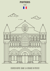 Church Notre-Dame-La-Grande in Poitier, France. Landmark icon