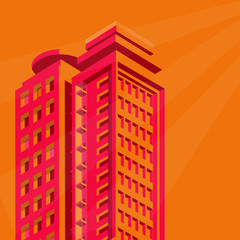 isometric buildings Skyscraper, cityscape, cityscene. isometric construction vector illustration