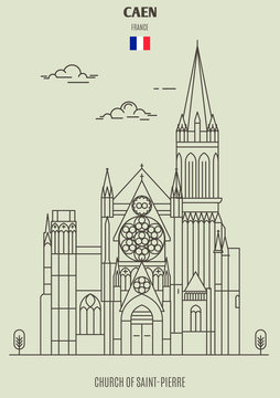 Church of Saint-Pierre in Caen, France. Landmark icon