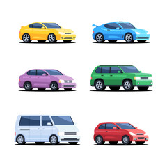 Set of colored cars