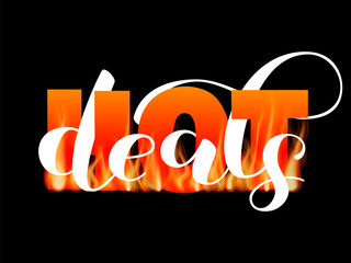 Hot deals lettering.  Vector illustration