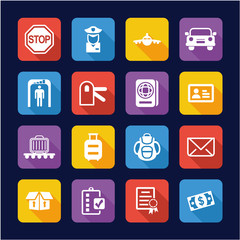 Customs or Duty Icons Flat Design 