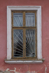 old authentic windows on the facades of the houses of the city of Drohobych, Ukraine. 