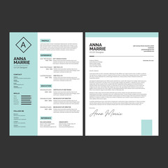Professional CV resume template design and letterhead / cover letter