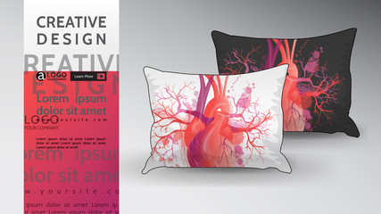pillow Mock Up vector heart pattern art illustration vector