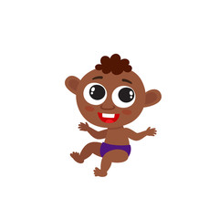 Vector illustration of cute african baby boy isolated on white.